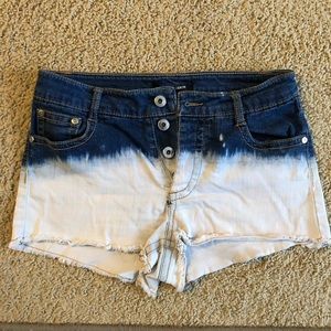 Premium Denim Shorts Button Fly 26 Two Tone Denim